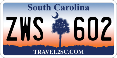 SC license plate ZWS602