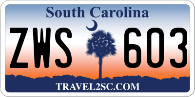 SC license plate ZWS603