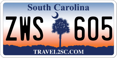 SC license plate ZWS605