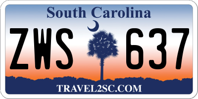 SC license plate ZWS637