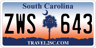 SC license plate ZWS643