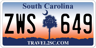SC license plate ZWS649