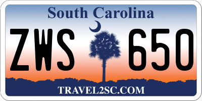 SC license plate ZWS650