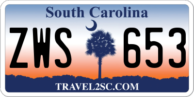 SC license plate ZWS653