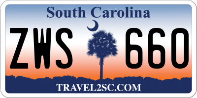 SC license plate ZWS660