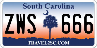 SC license plate ZWS666