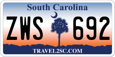 SC license plate ZWS692
