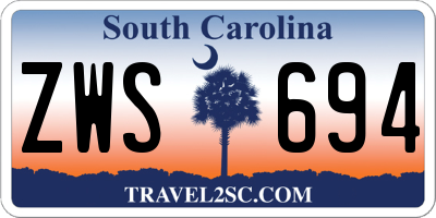 SC license plate ZWS694