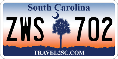 SC license plate ZWS702