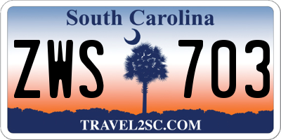 SC license plate ZWS703