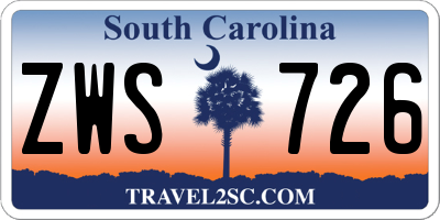 SC license plate ZWS726