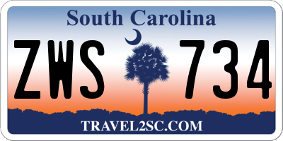 SC license plate ZWS734