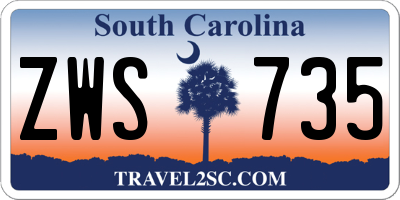 SC license plate ZWS735