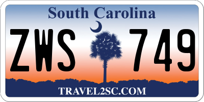 SC license plate ZWS749