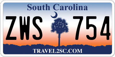 SC license plate ZWS754