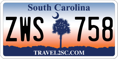 SC license plate ZWS758