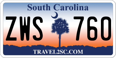 SC license plate ZWS760