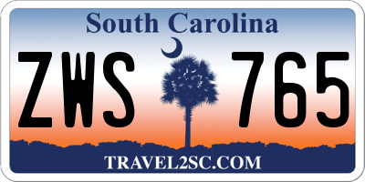 SC license plate ZWS765