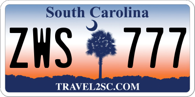 SC license plate ZWS777