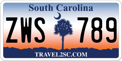 SC license plate ZWS789