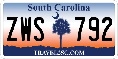 SC license plate ZWS792