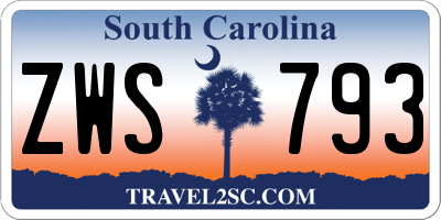 SC license plate ZWS793