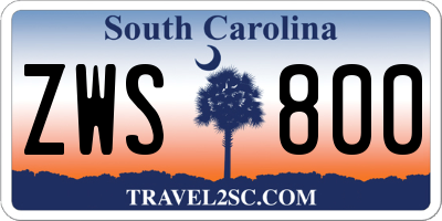 SC license plate ZWS800