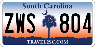 SC license plate ZWS804