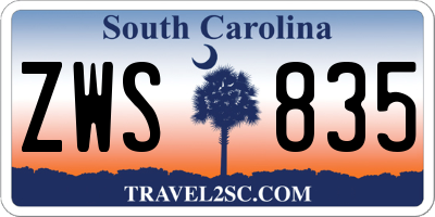 SC license plate ZWS835