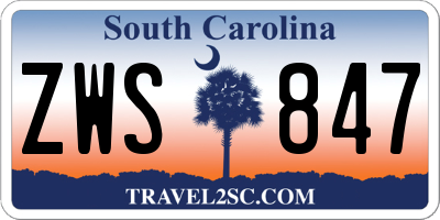 SC license plate ZWS847
