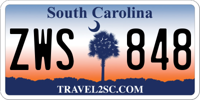 SC license plate ZWS848
