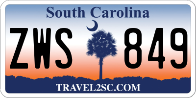 SC license plate ZWS849