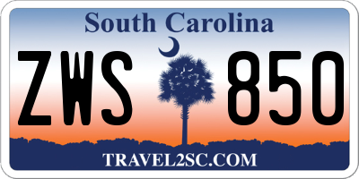 SC license plate ZWS850
