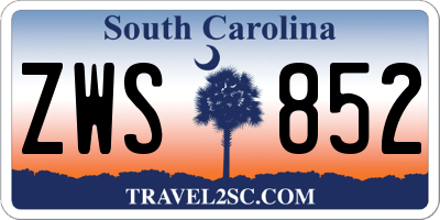 SC license plate ZWS852