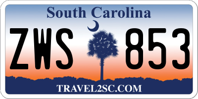 SC license plate ZWS853