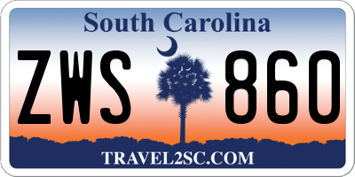 SC license plate ZWS860