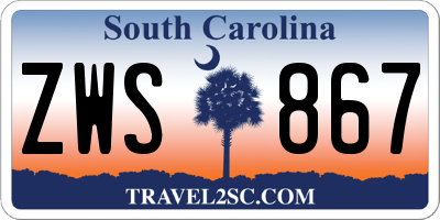 SC license plate ZWS867