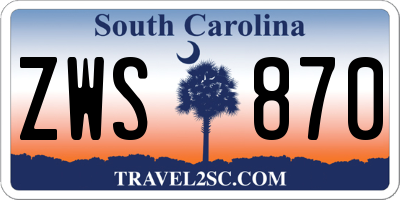 SC license plate ZWS870