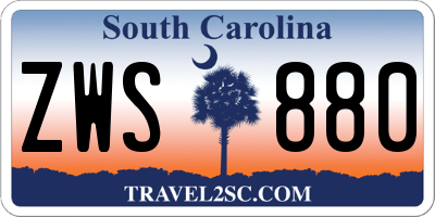 SC license plate ZWS880