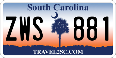 SC license plate ZWS881