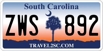 SC license plate ZWS892