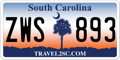 SC license plate ZWS893