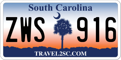 SC license plate ZWS916