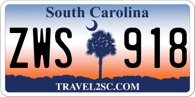 SC license plate ZWS918