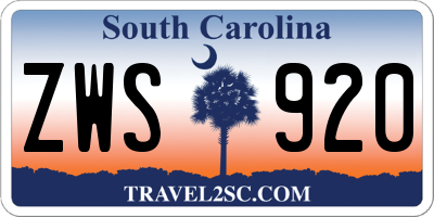 SC license plate ZWS920