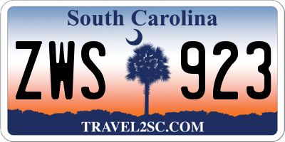 SC license plate ZWS923