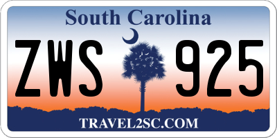 SC license plate ZWS925