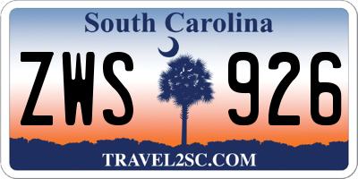 SC license plate ZWS926