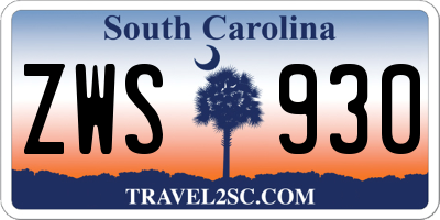 SC license plate ZWS930