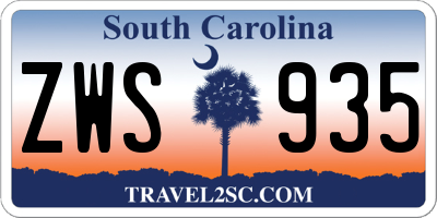 SC license plate ZWS935